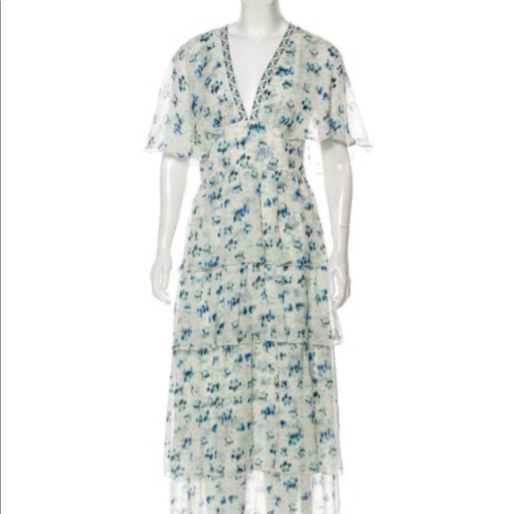 Vilshenko silk maxi dress bridal floral Size 6